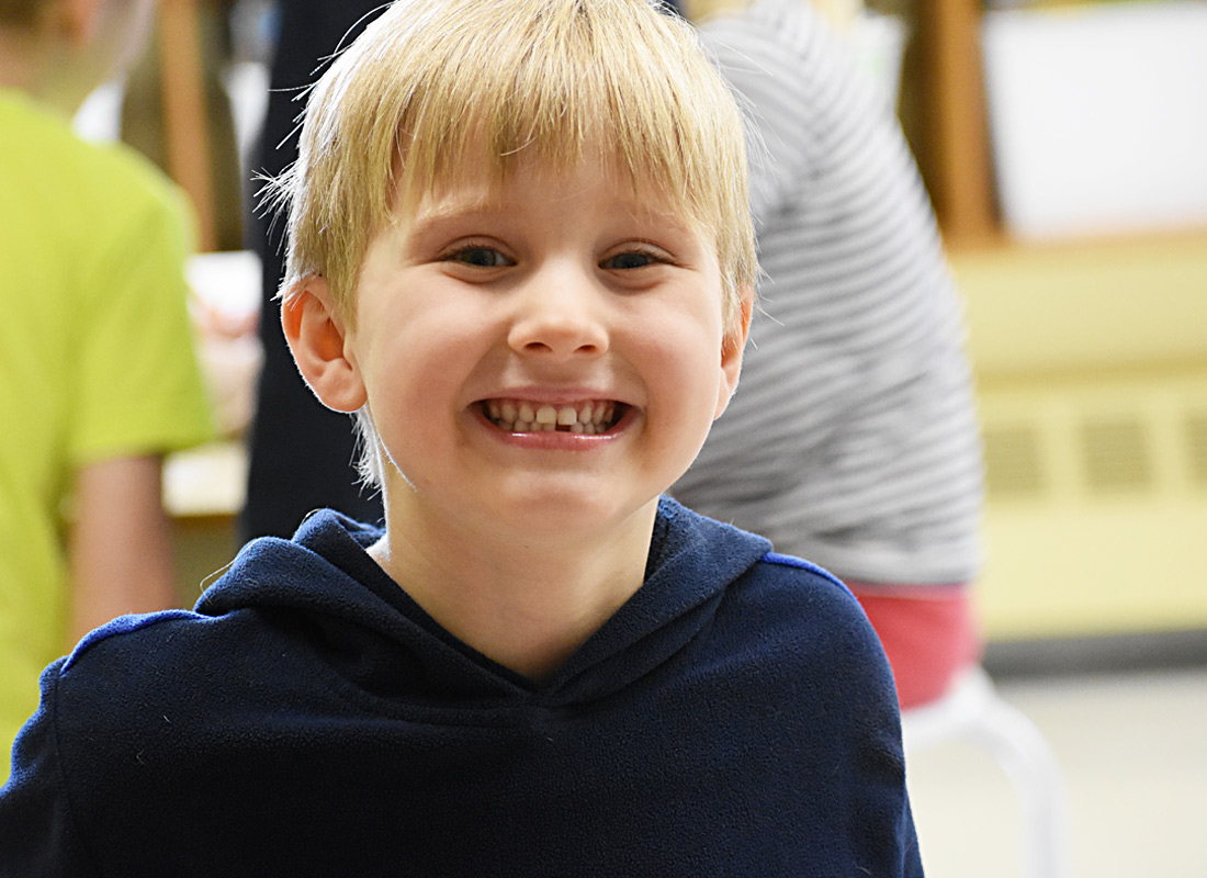 A boy smiling