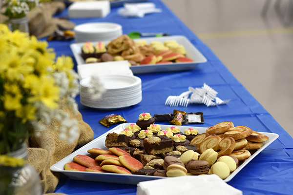 Table full of desserts